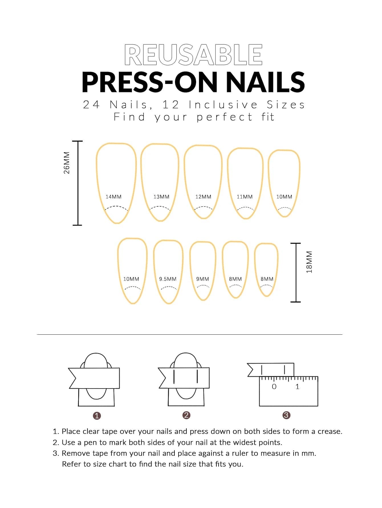 Marble Pattern, Silver Glitter, Medium Sized Coffin False Nails Set (24 Pcs) + Jelly Glue (1 Pc) + Nail File (1 Pc)