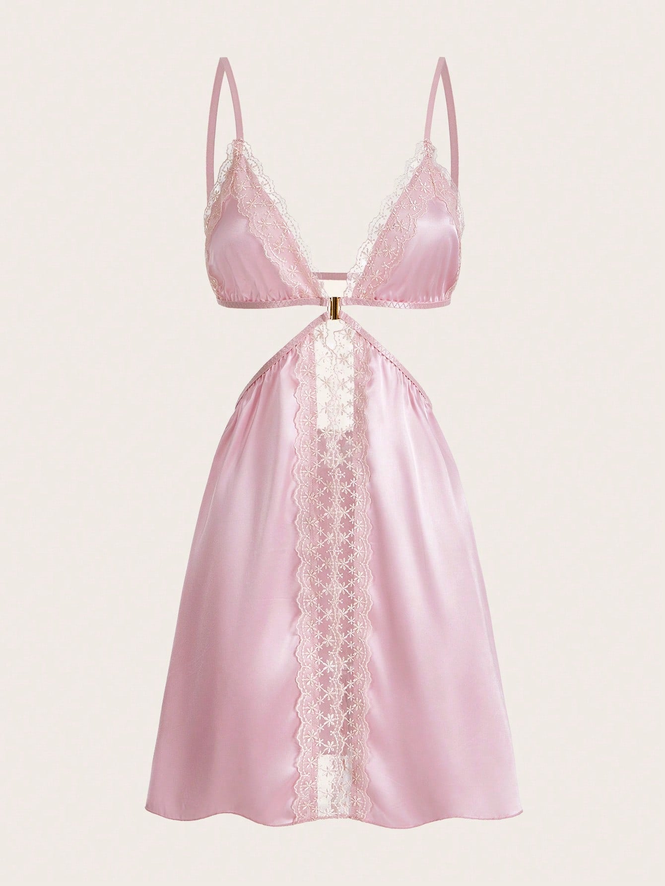 Lace Patchwork Women'S Cami Sleep Dress