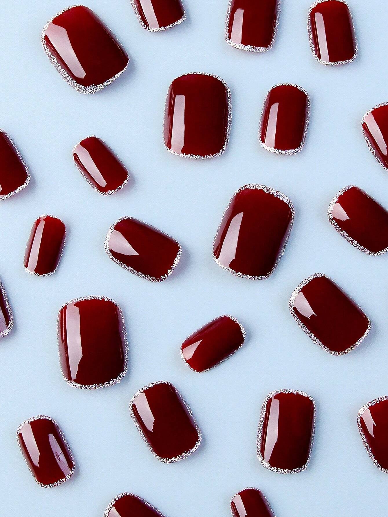 Instantly Upgrade Your Look with 24Pcs Short Coffin Red Matte Solid Fake Nail & 1Sheet Tape & 1Pc Nail File