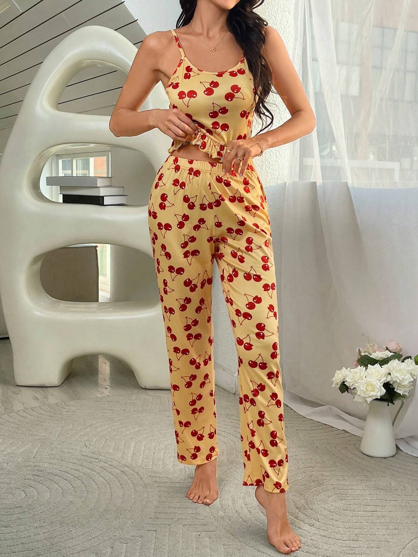 Cherry Printed Cami Top and Shorts Pajama Set