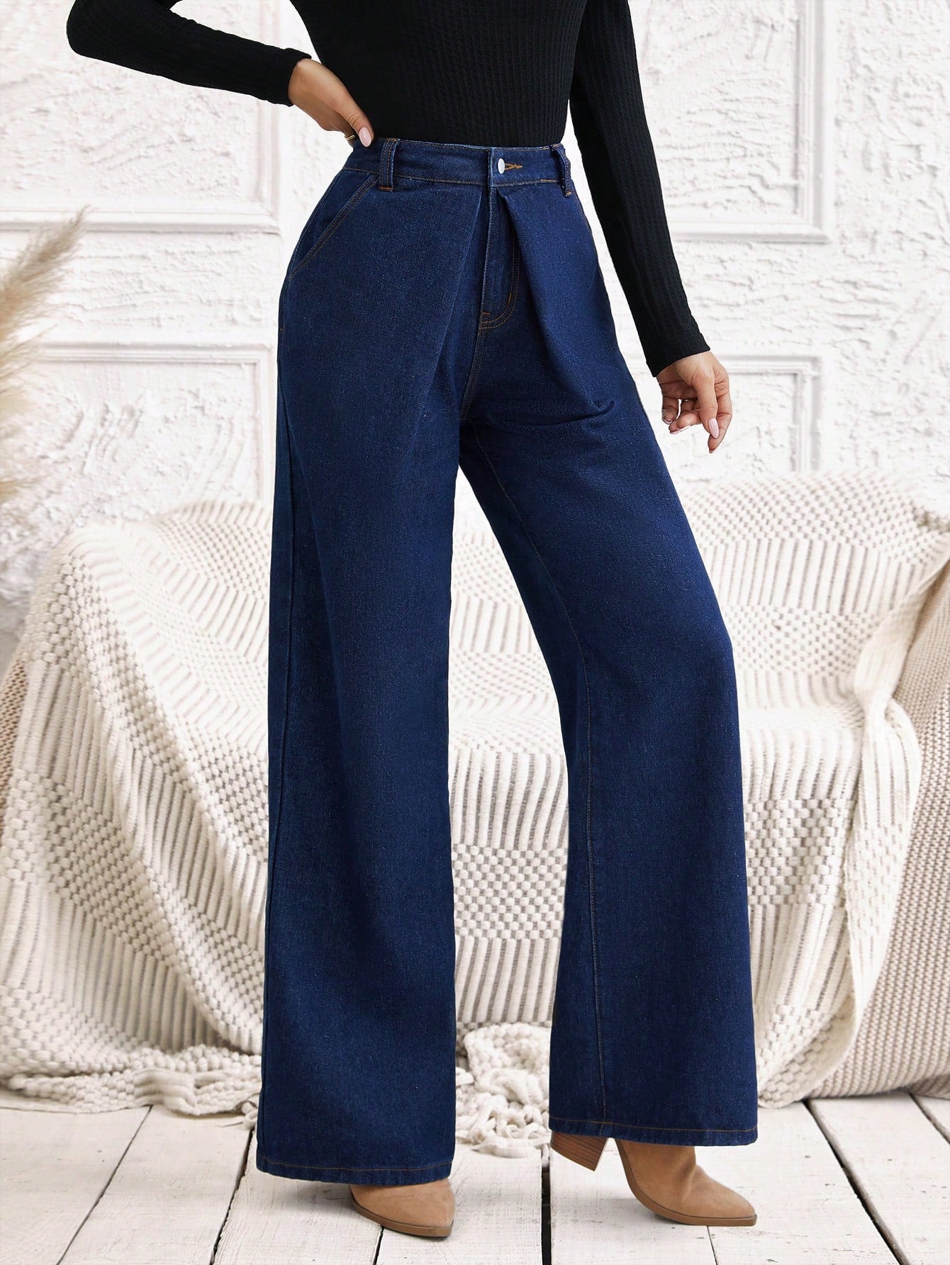 LUNE High Waist Wide Leg Jeans