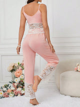 Ladies Lace Patchwork Cami Top and Shorts Sleepwear Set