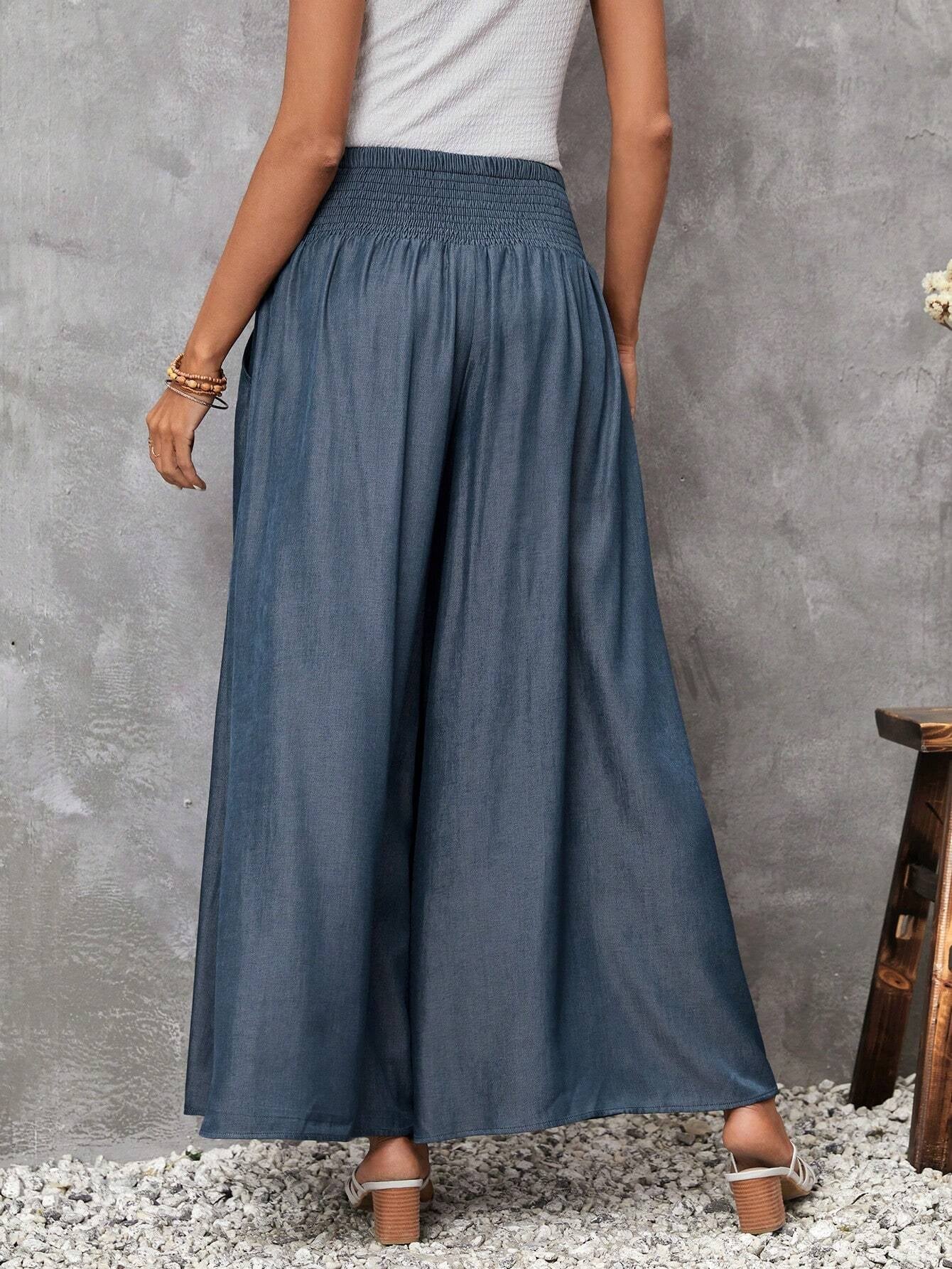 LUNE Solid Wide Leg Pants