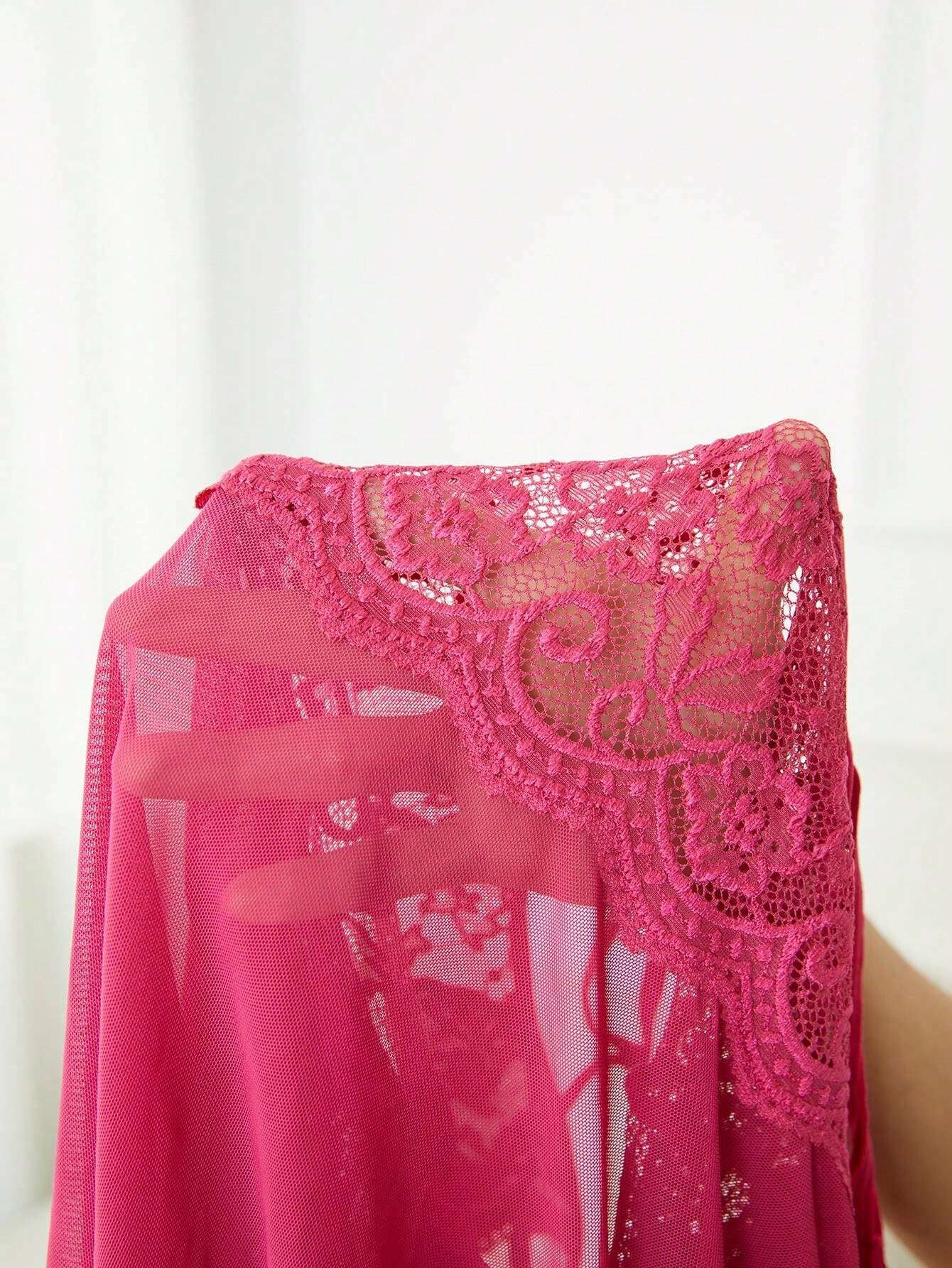 Contrast Lace Mesh Nightdress