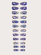 French Vintage Rose Medium Almond Shaped False Nails, 24Pcs/Pack with 1 Jelly Glue, 1 Nail File