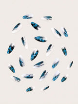 French Vintage Rose Medium Almond Shaped False Nails, 24Pcs/Pack with 1 Jelly Glue, 1 Nail File