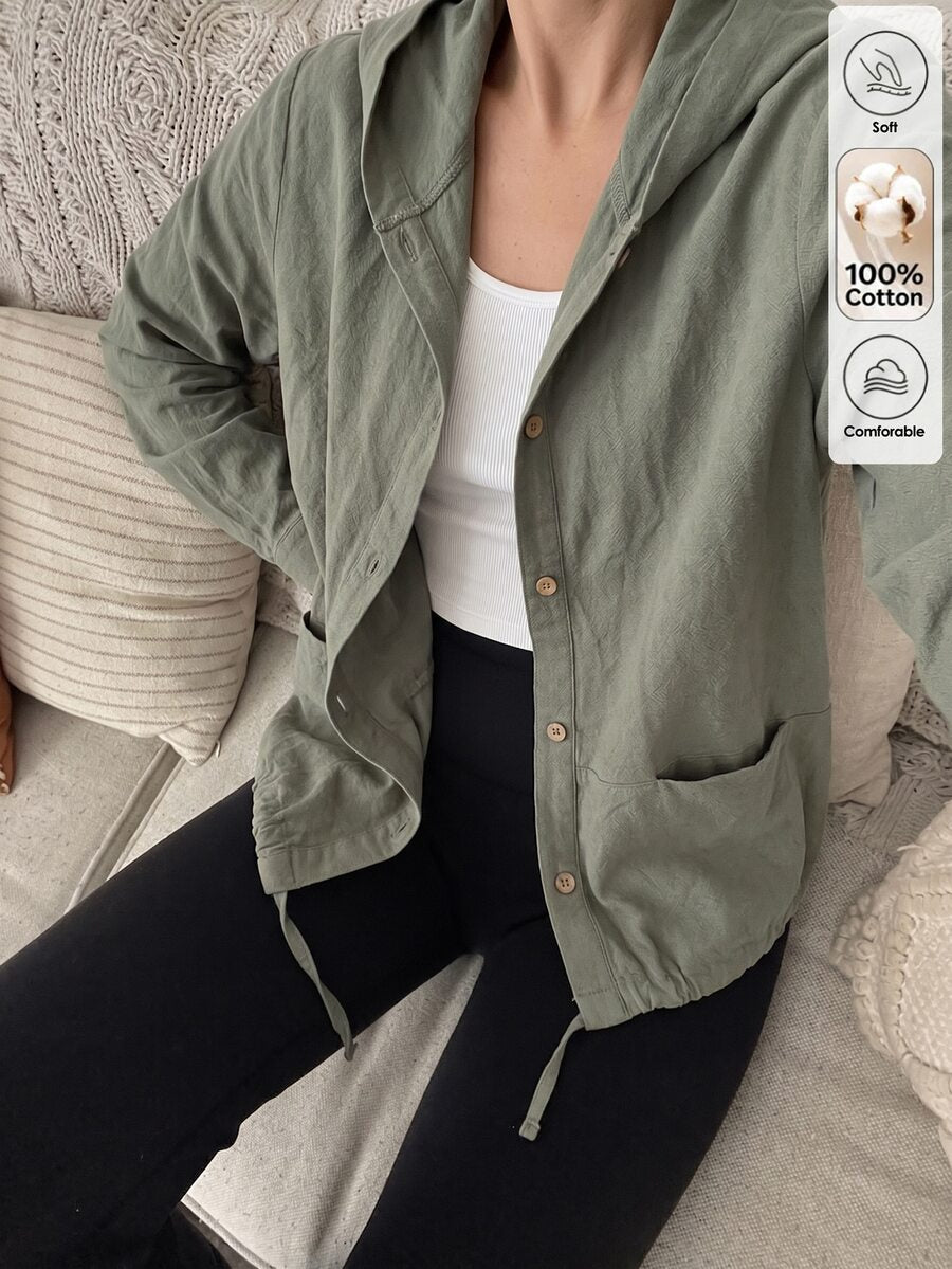 SHEIN Louniche جاكيت نسائي مريح بلون أخضر