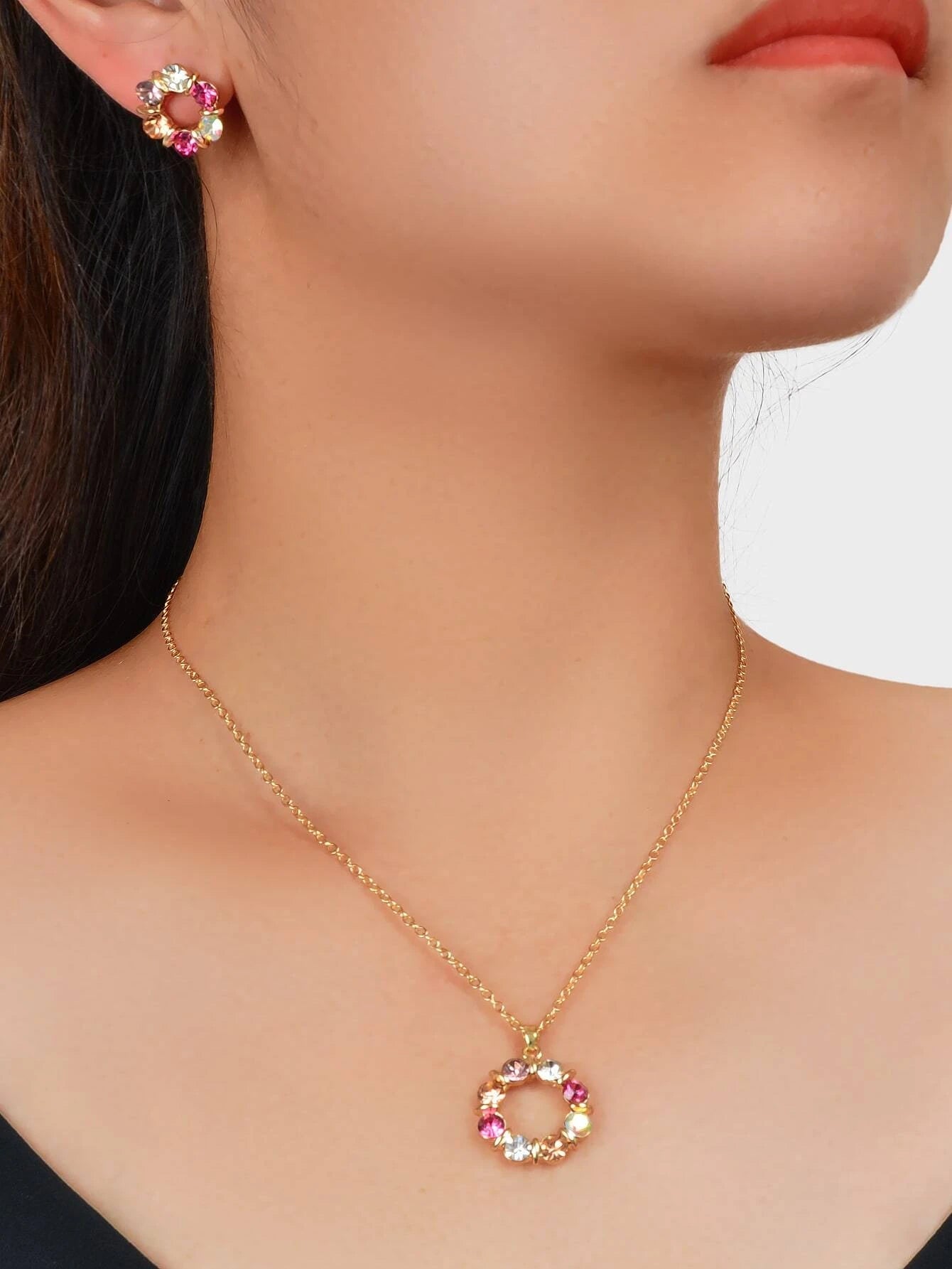 3Pcs/Set Glamorous Cubic Zirconia Water-Drop Decor Jewelry Set for Women for Daily Decoration