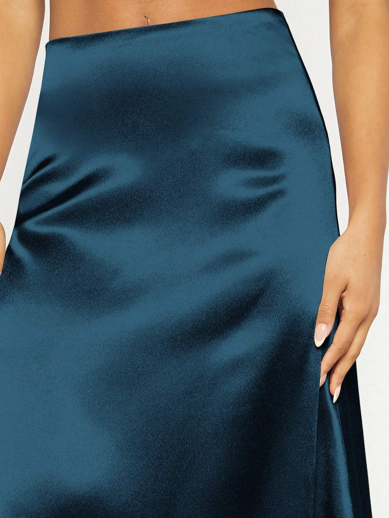Privé High Waist Satin A-Line Skirt