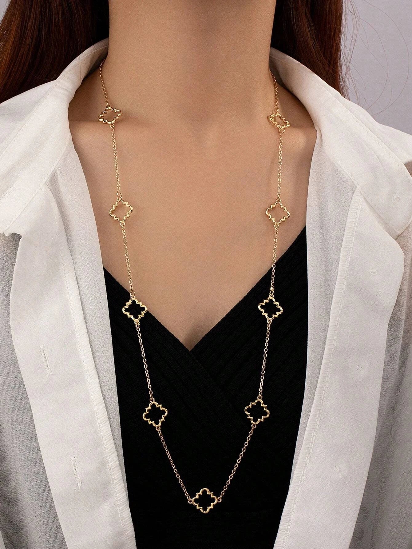 1Pc Fashion Iron Alloy Geometric Decor Long Necklace for Women for Daily Life