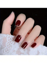 Instantly Upgrade Your Look with 24Pcs Short Coffin Red Matte Solid Fake Nail & 1Sheet Tape & 1Pc Nail File