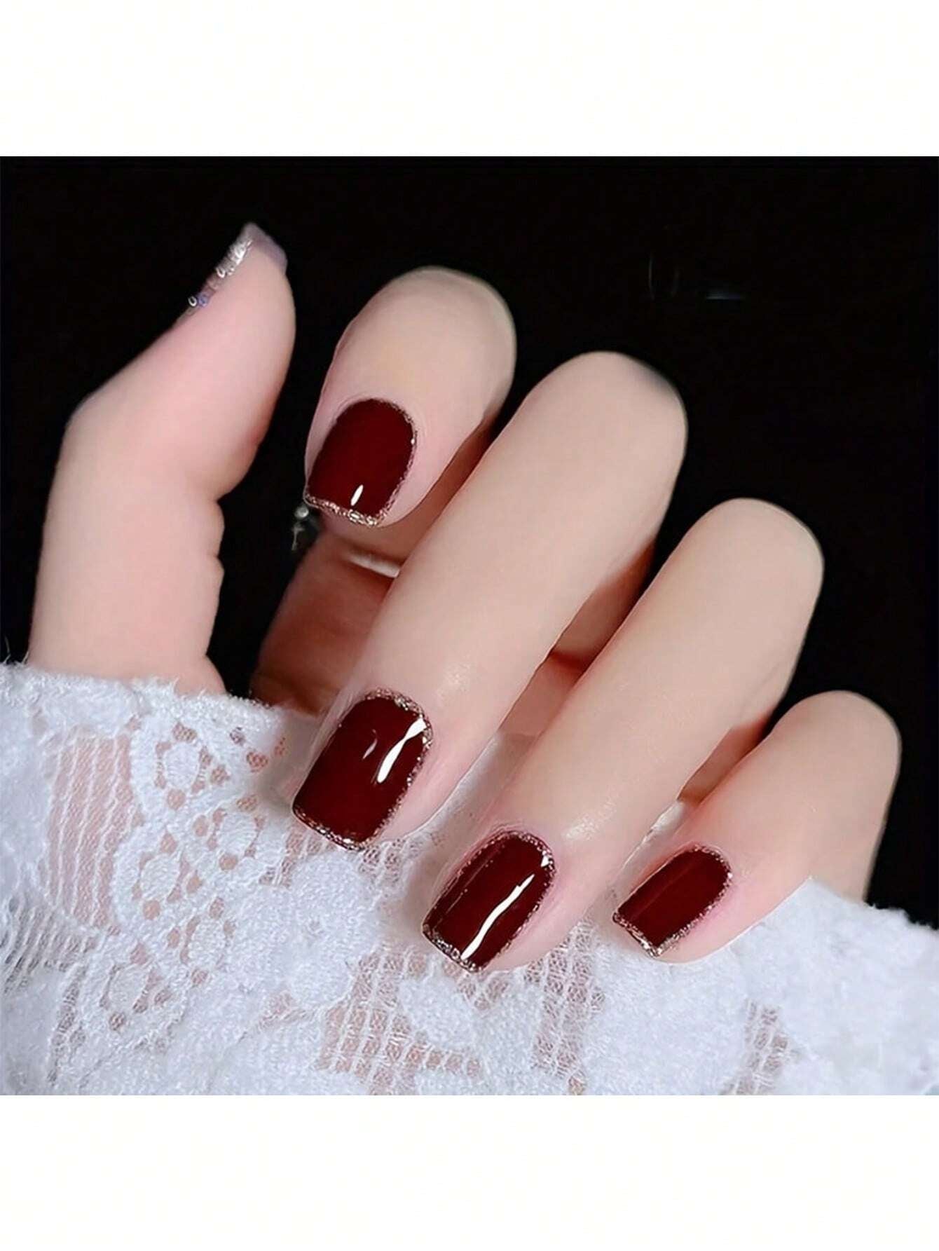Elevate Your Style With,24Pcs Short Square Black Gradient Gradation Design Fake Nail Set,Contain 1Pcs Jelly Glue and 1Pcs Nail File, for Daily Wear by Women and Girls