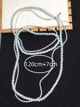 1 Light Luxury Fashion Long Artificial Faux Pearl Ladies Necklace Double Stacked Spring Summer Sweater Chain Accessories
