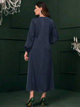 Mulvari Ruched Front Lantern Sleeve Dress