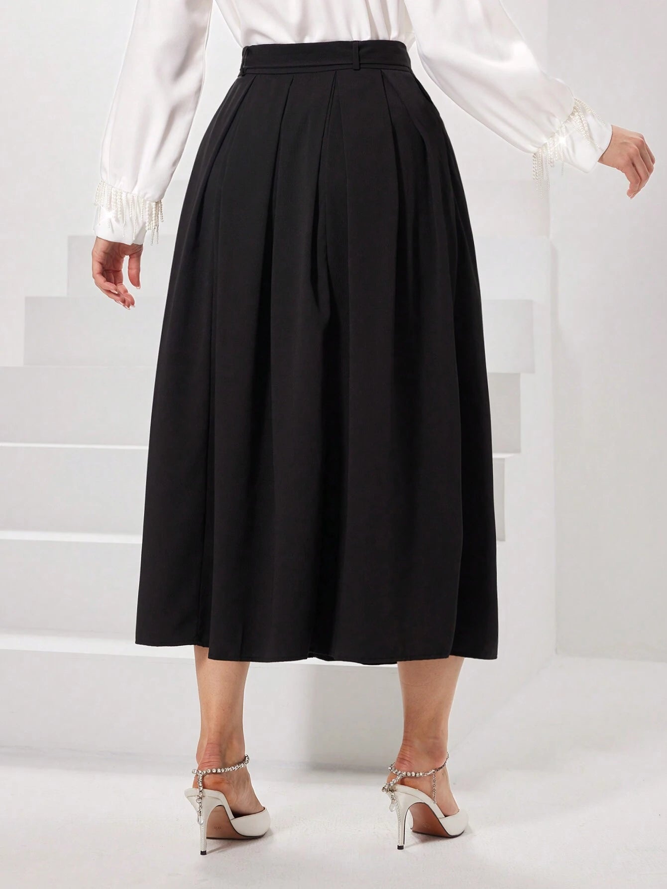 Mulvari Women'S Solid Color Pleated Skirt