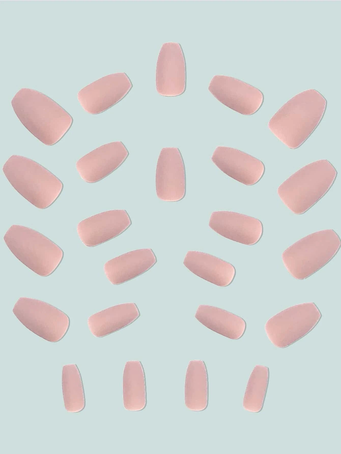 24Pcs/Set Medium Long Almond-Shaped Matte Solid Color Full Cover False Nails for Women and Girls