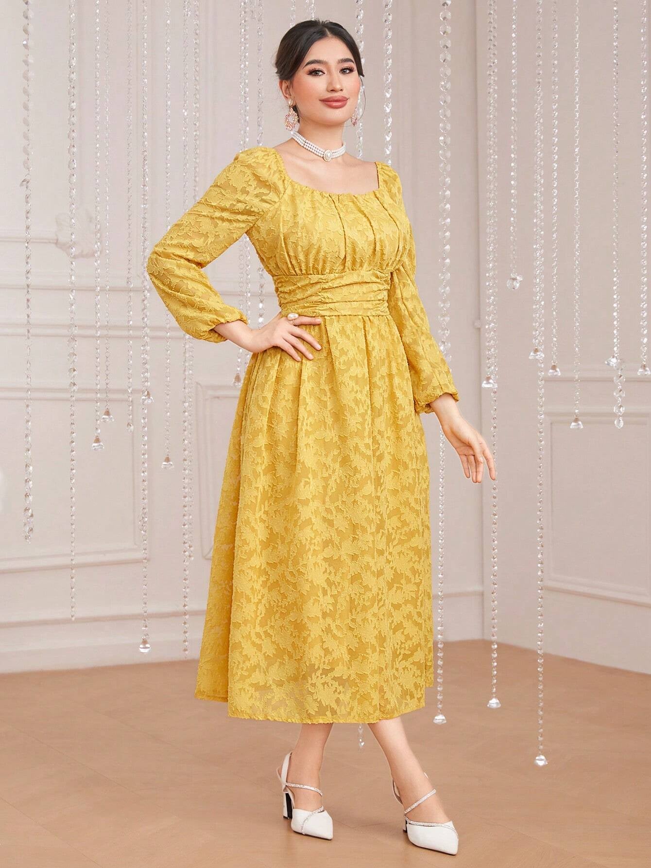 Modely Women'S Solid Color Waist-Cinching Dress