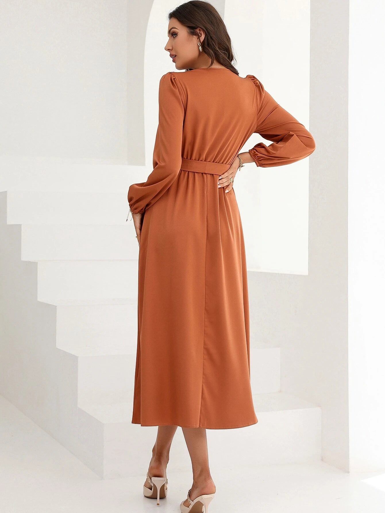 Modely Puff Sleeve Belted Dress