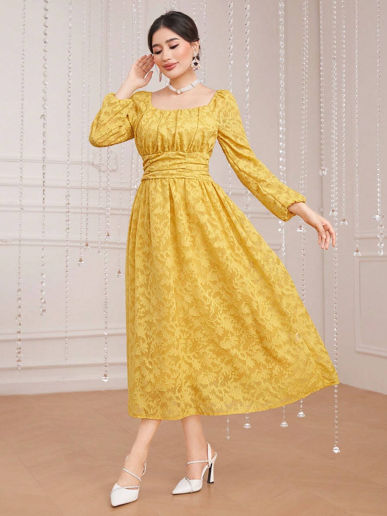 Modely Women'S Solid Color Waist-Cinching Dress
