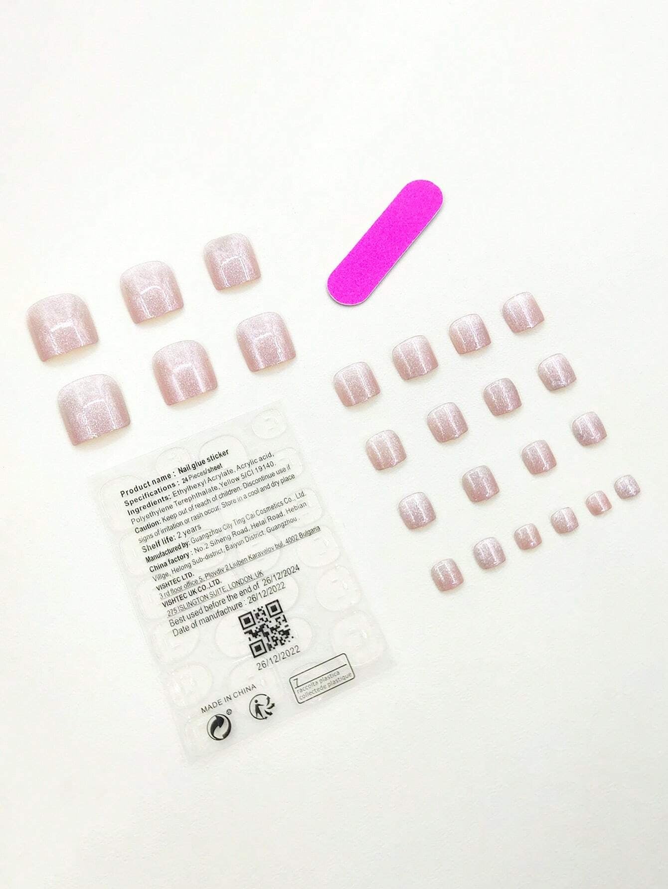 Upgrade Your Look with 24Pcs Short Square Sheer Full Cover Fake Toenail Press-On Pedicure Gel Nails Kit