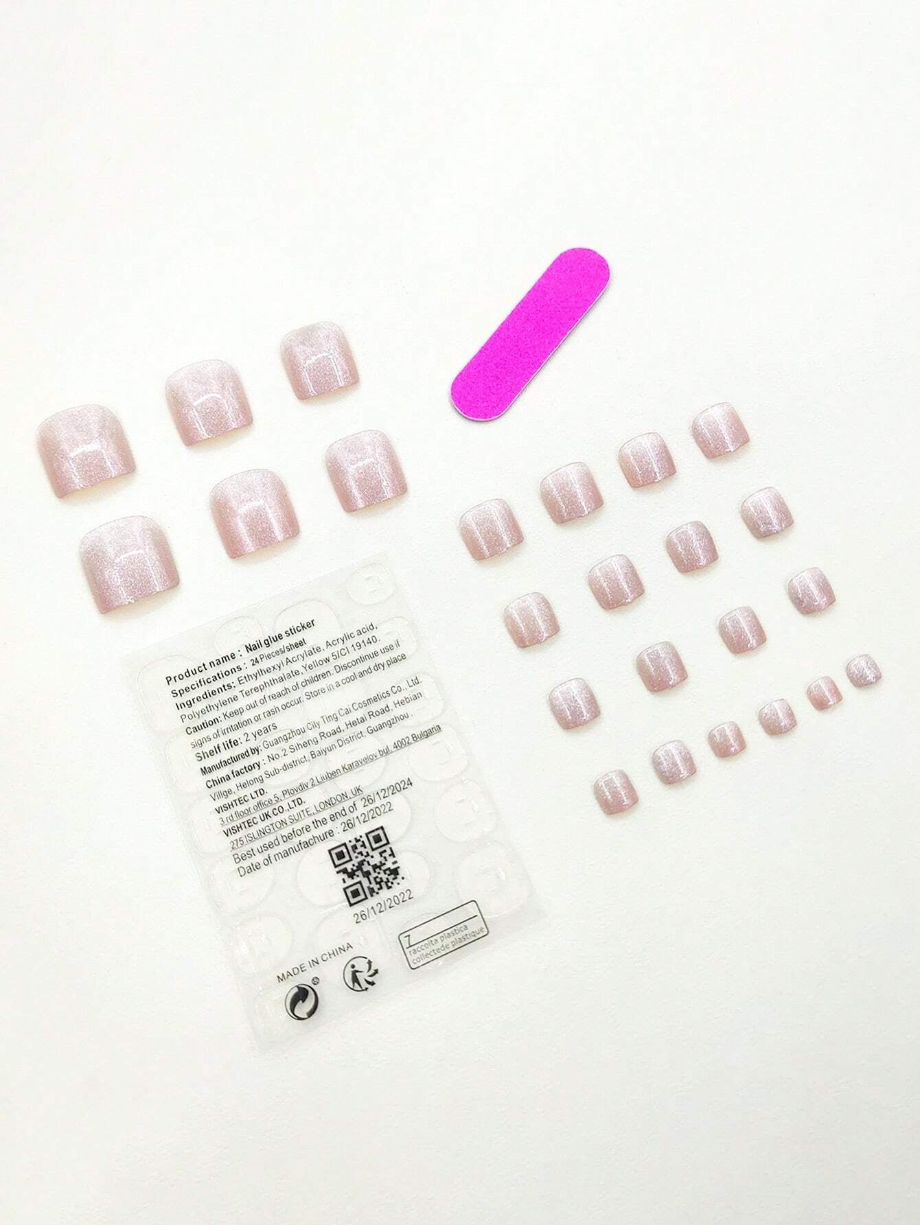 Transform Your Nails with 24Pcs Medium Square Glitter Ombre Fake Toenail & 1Pc Nail File & 1Sheet Tape