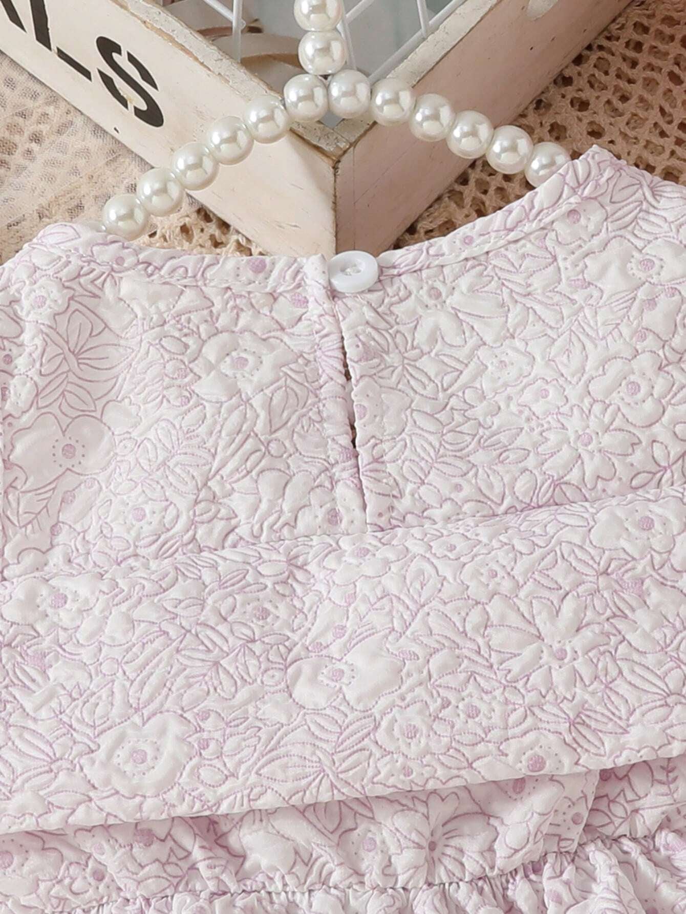 Baby Girls' Simple Jacquard 3D Puff Cold-Shoulder Dress