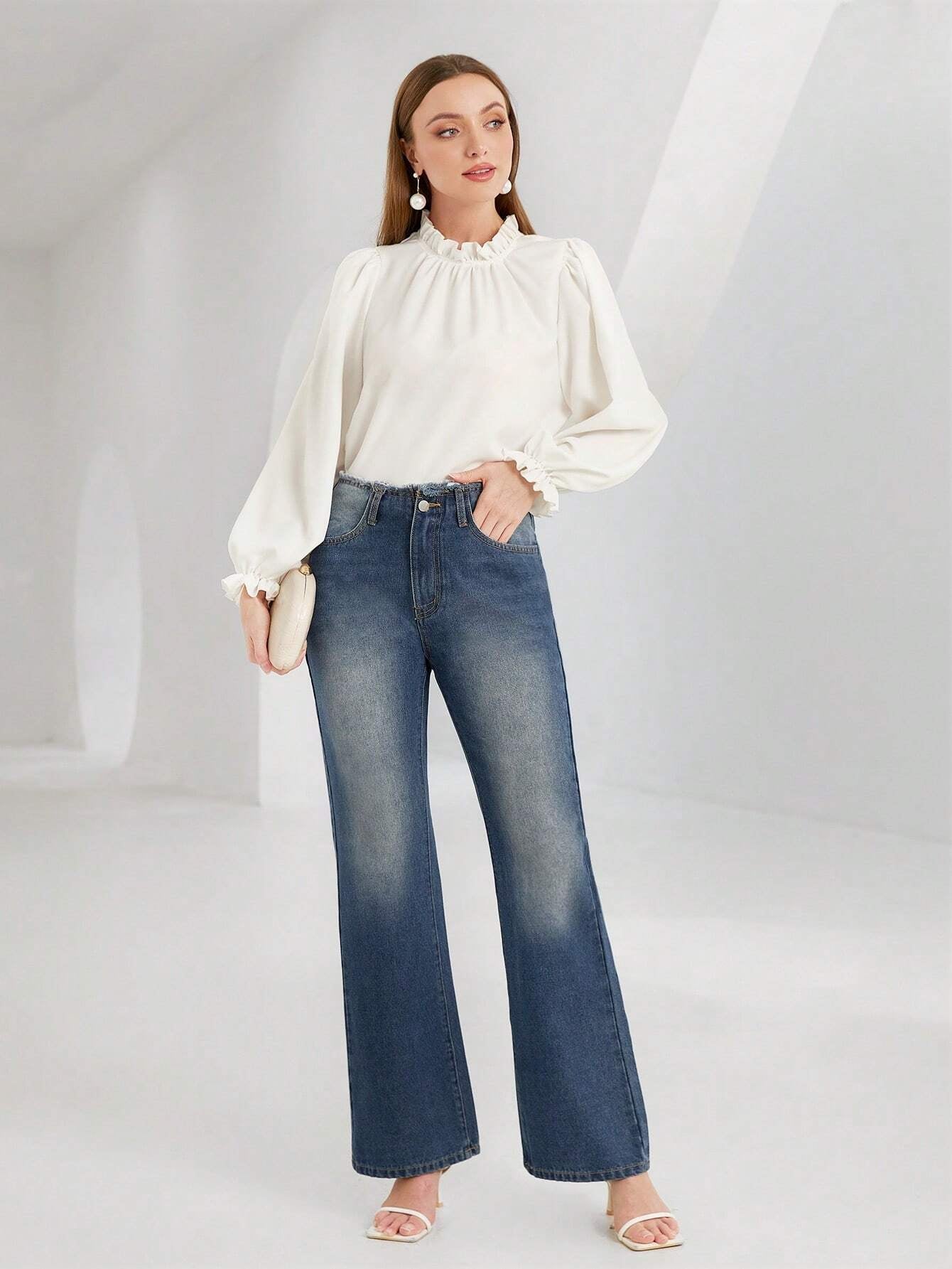 Privé Raw Trim Flare Leg Jeans