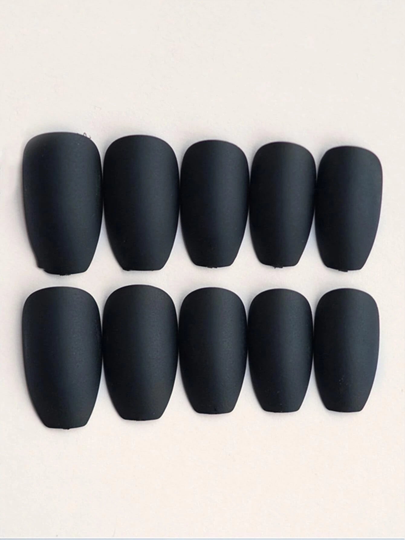 Get Glamorous with 24Pcs Medium Coffin White Matte Pure Color Fake Nail & 1Pc Nail File & 1Sheet Tape