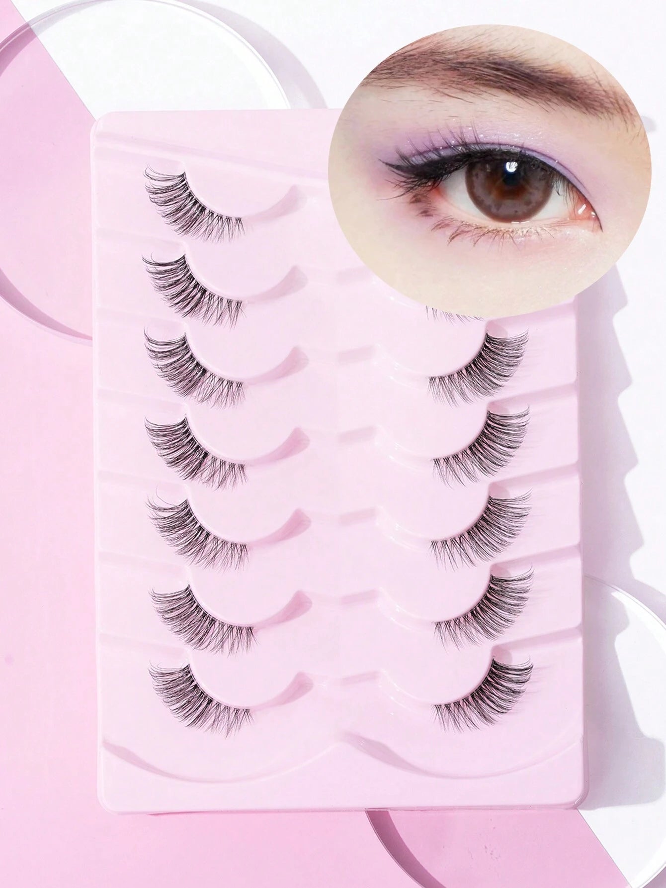 7Pairs/Set Natural Long 3D Crossed Transparent Stem False Eyelashes 5-13Mm