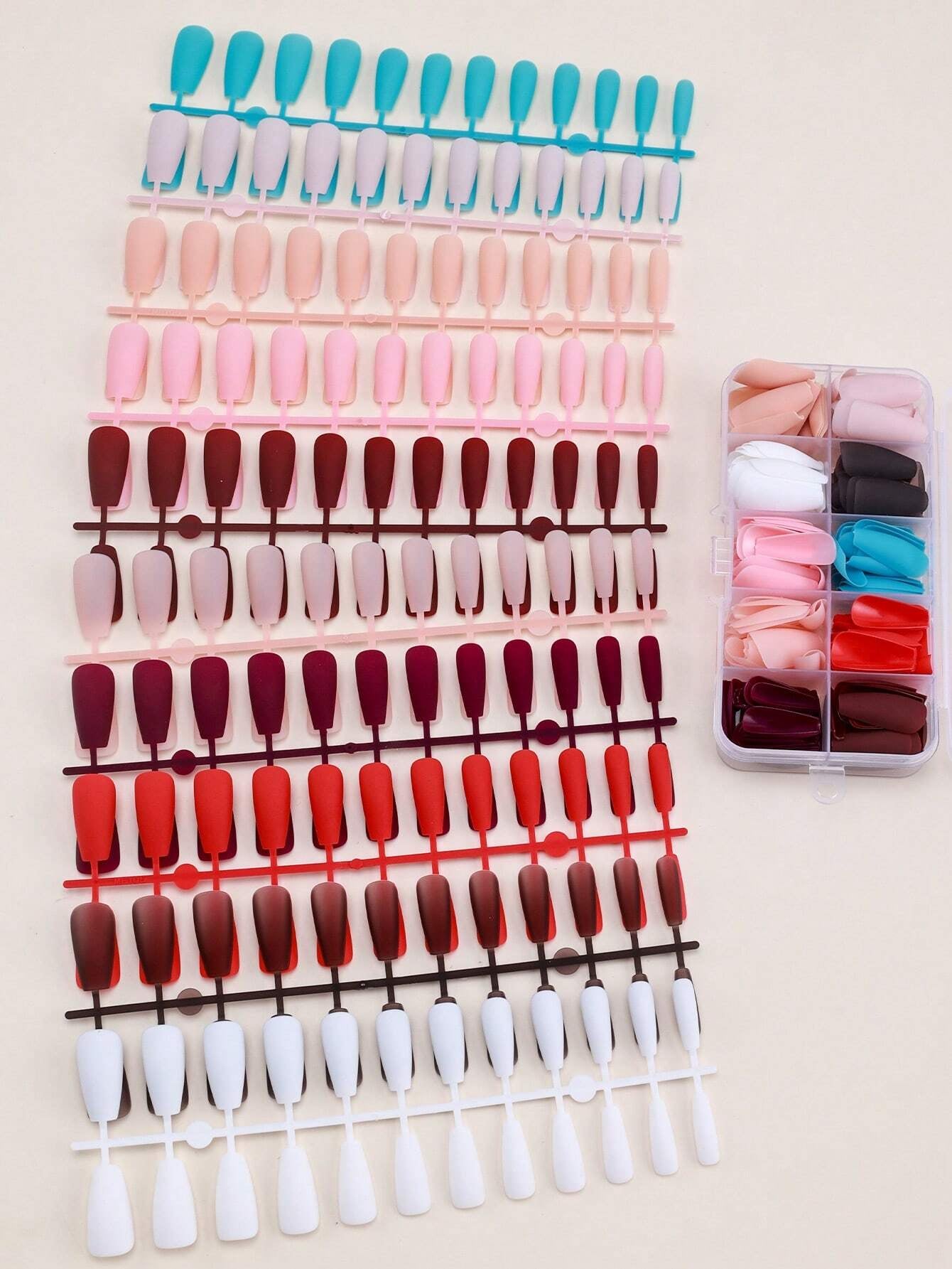 Get Glamorous with 192Pcs Long Coffin Multicolor Ombre Fake Nail