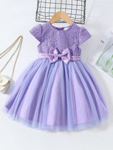 Young Girl Gorgeous Butterfly Bow Decoration Patchwork Lace Tulle Dress