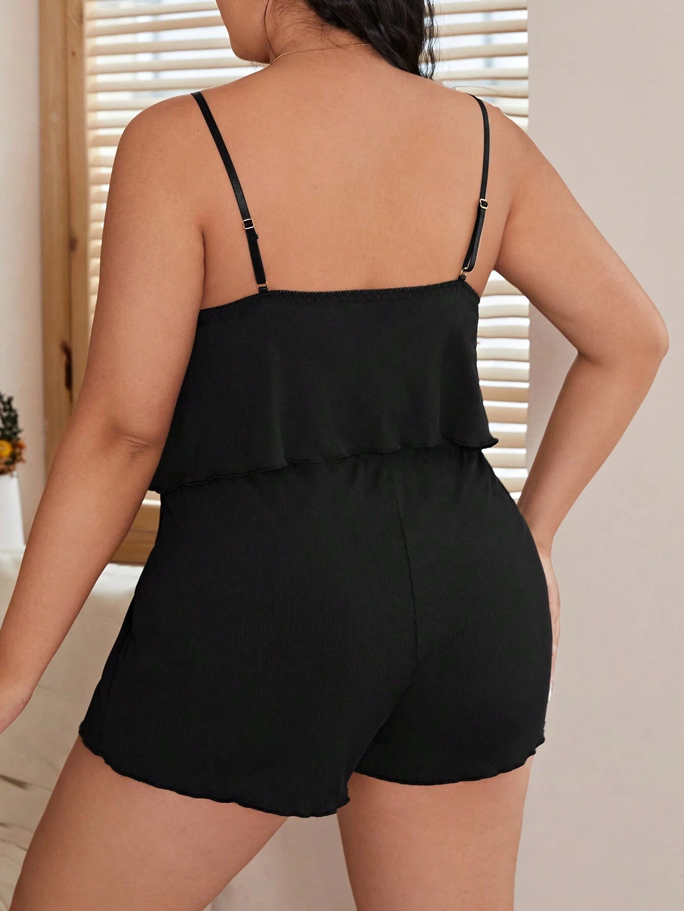 Plus Size Women'S Lace Patchwork Cami Sleepwear Set