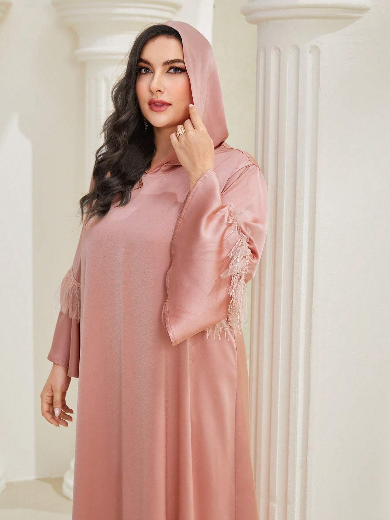 Najma plus Flounce Sleeve Hooded Dress