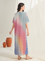 Mulvari Ombre Print Lettuce Trim Dress
