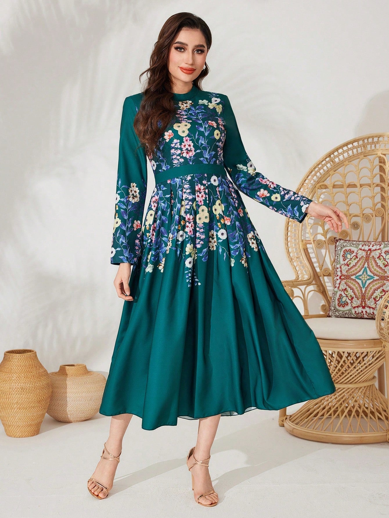 Mulvari Floral Print Long Sleeve Dress