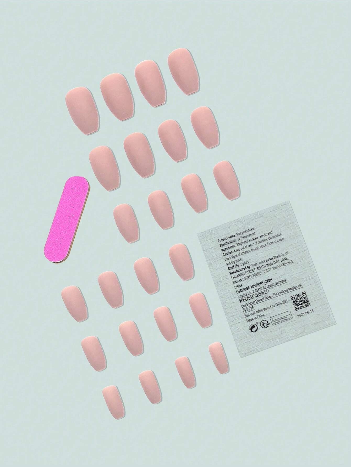 24Pcs/Set Medium Long Almond-Shaped Matte Solid Color Full Cover False Nails for Women and Girls