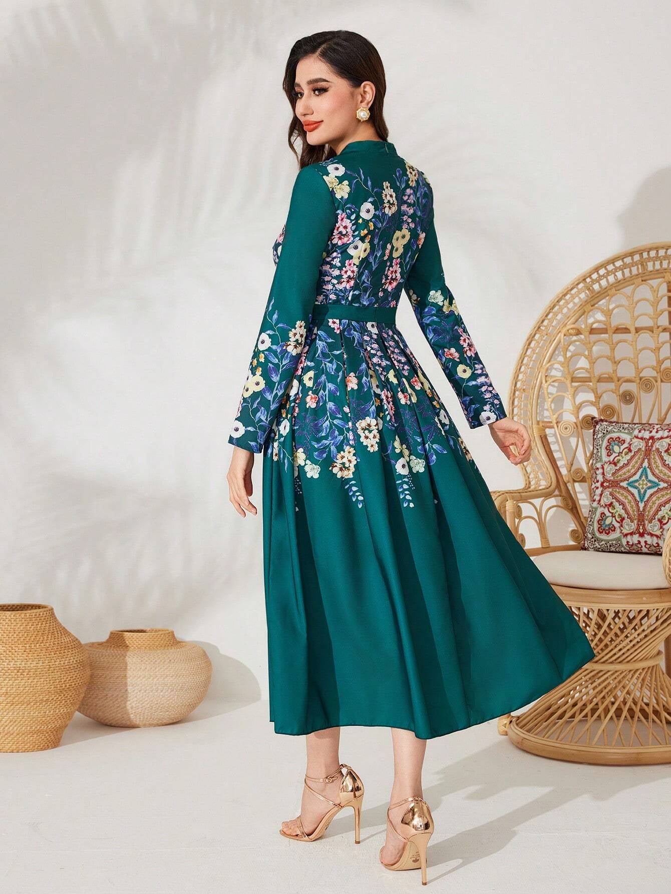 Mulvari Floral Print Long Sleeve Dress