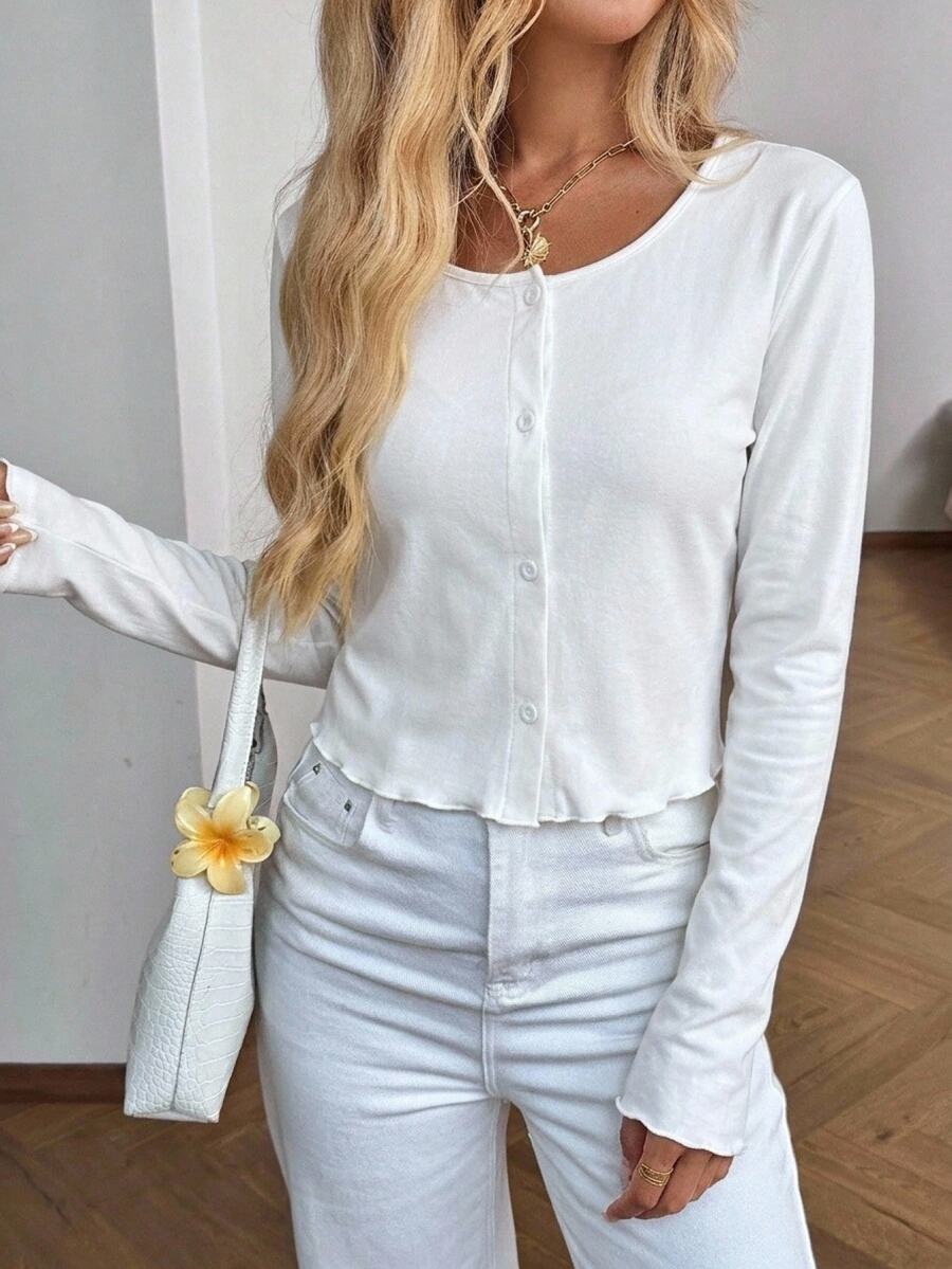 SHEIN LUNE جاكيت نسائي أبيض خفيف وقطني