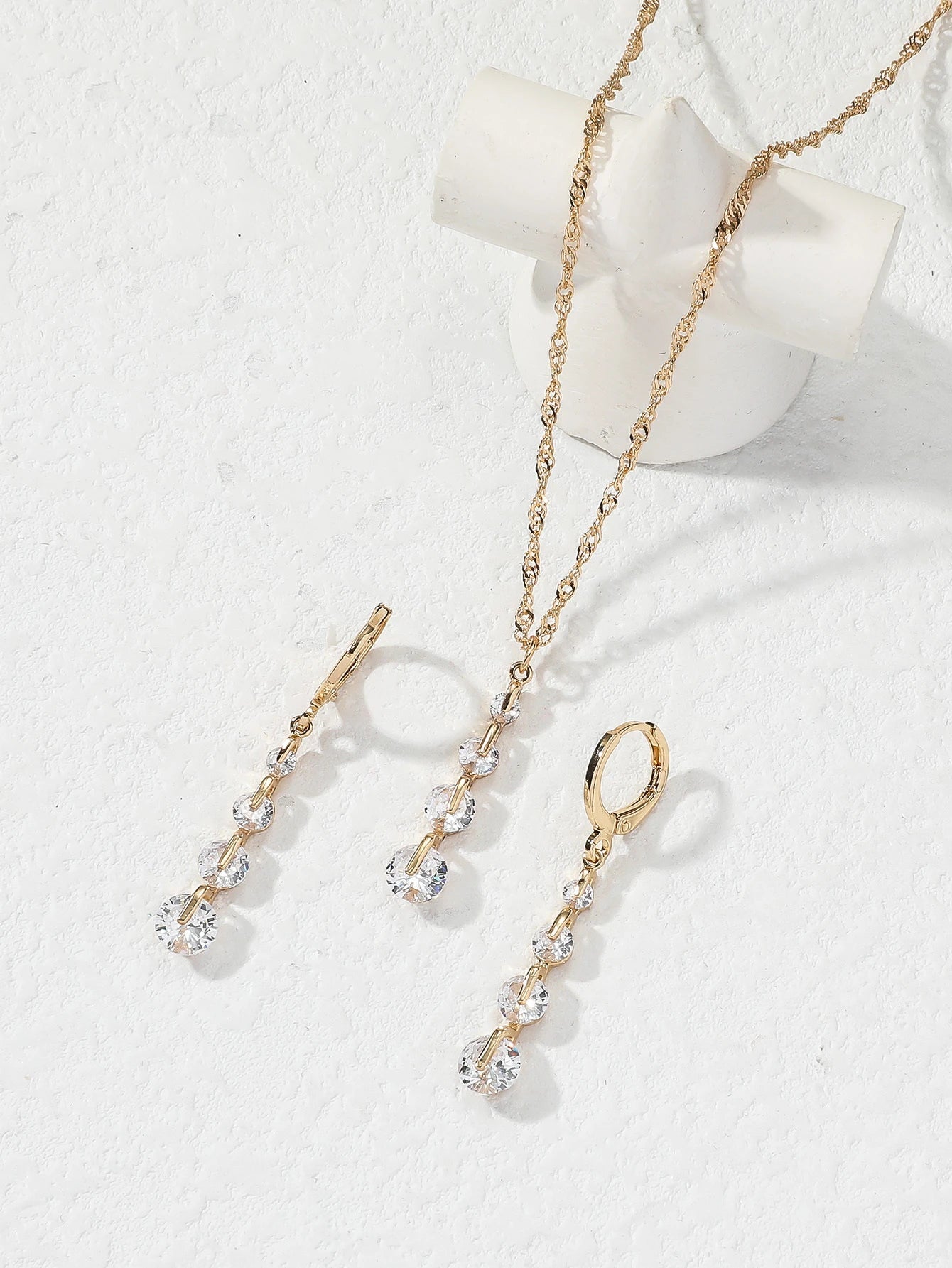 3Pcs Cubic Zirconia Pendent Set for Women Party Dating Gift