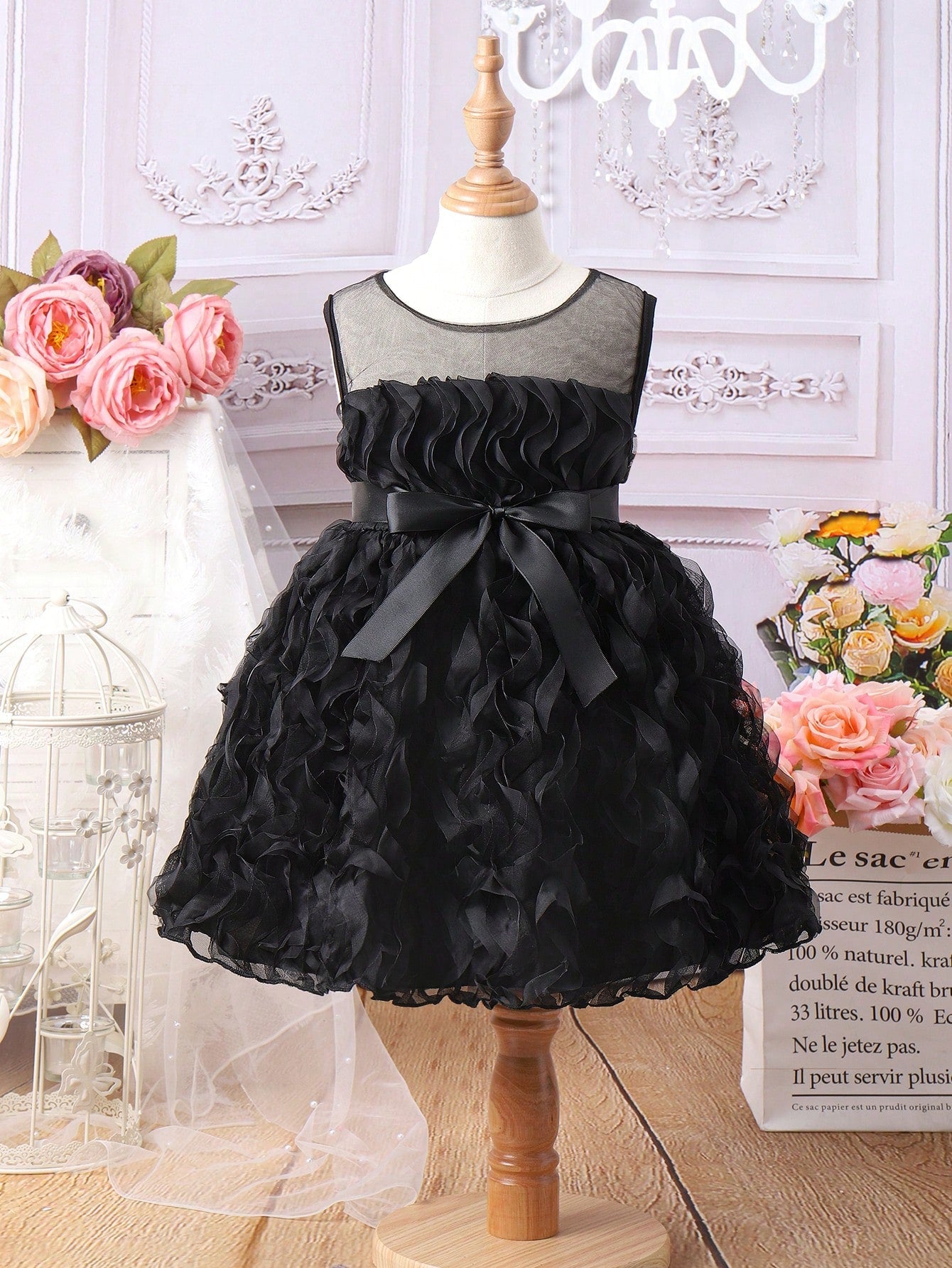 Young Girl Princess Style Mesh Sleeveless Tulle Dress, Casual, Elegant and Trendy