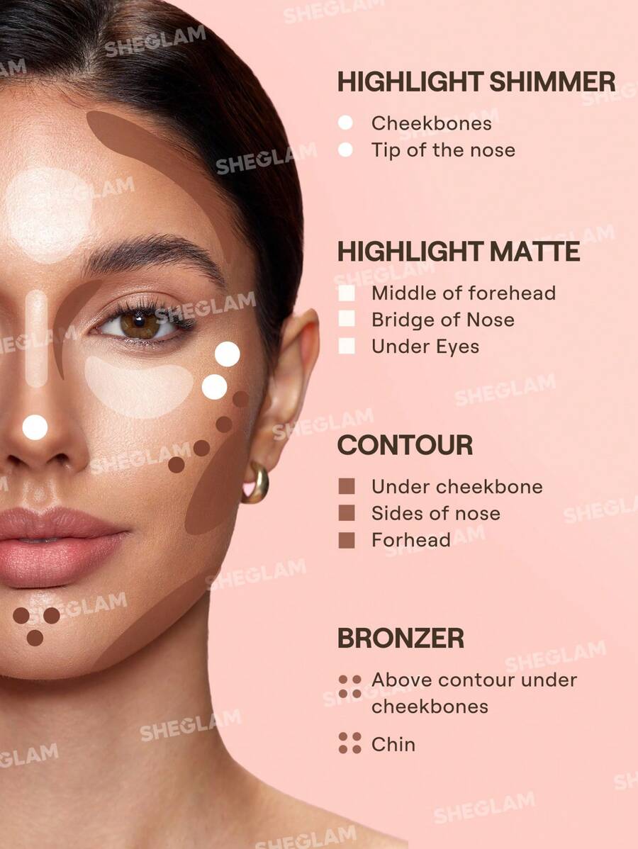 SHEGLAM قلم تحديد الوجه متعدد الألوان 6 ألوان