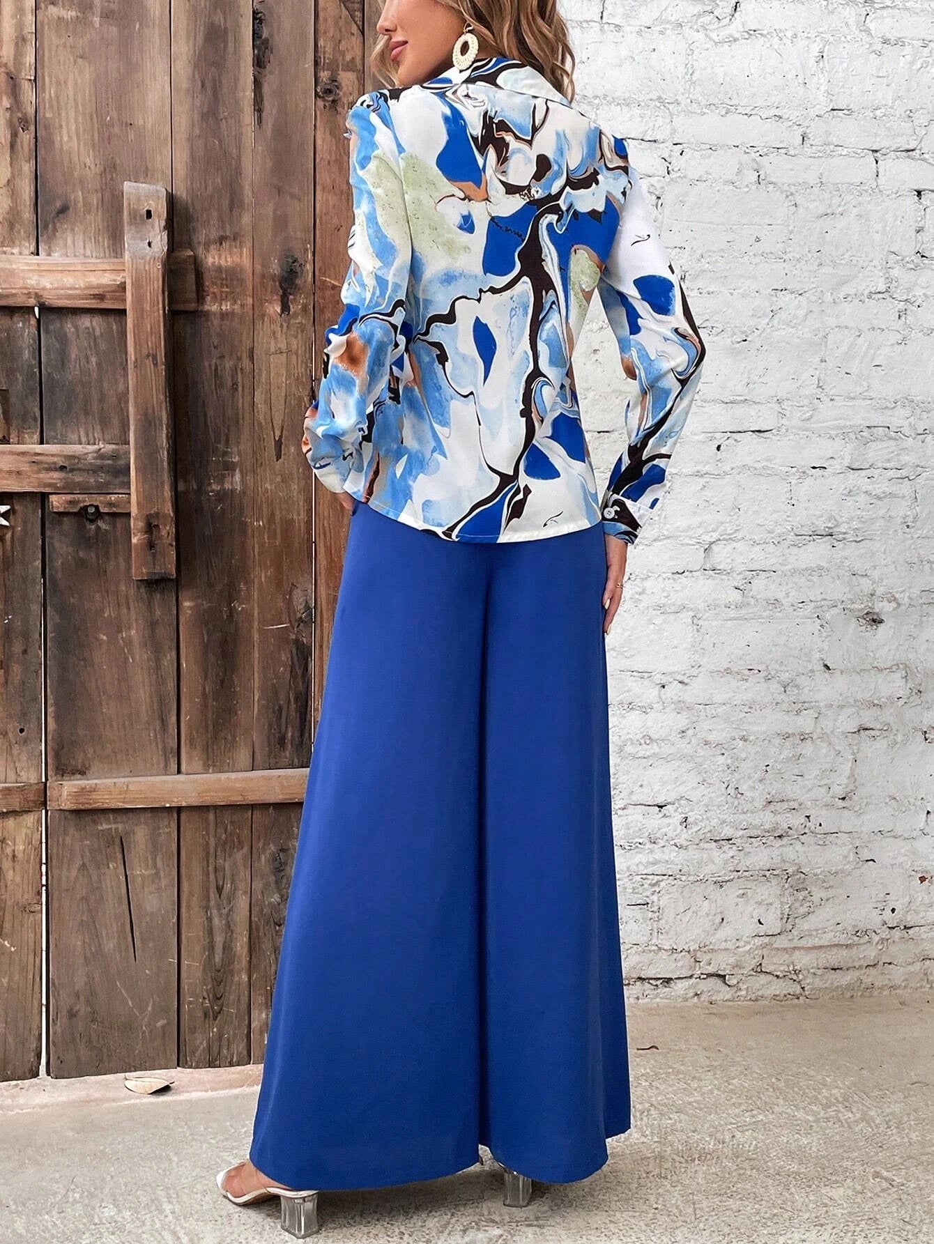 Privé Graphic Print Shirt & Wide Leg Pants