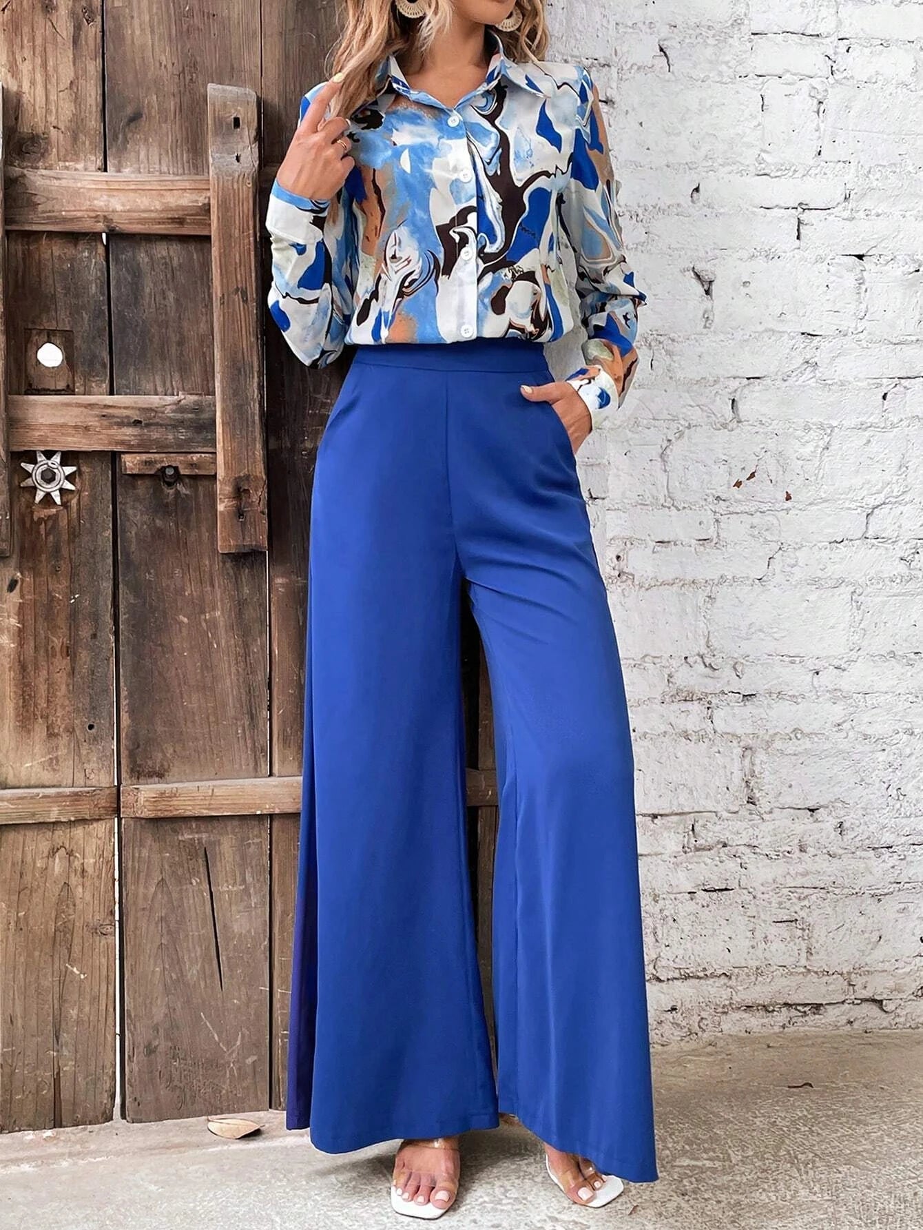 Privé Graphic Print Shirt & Wide Leg Pants