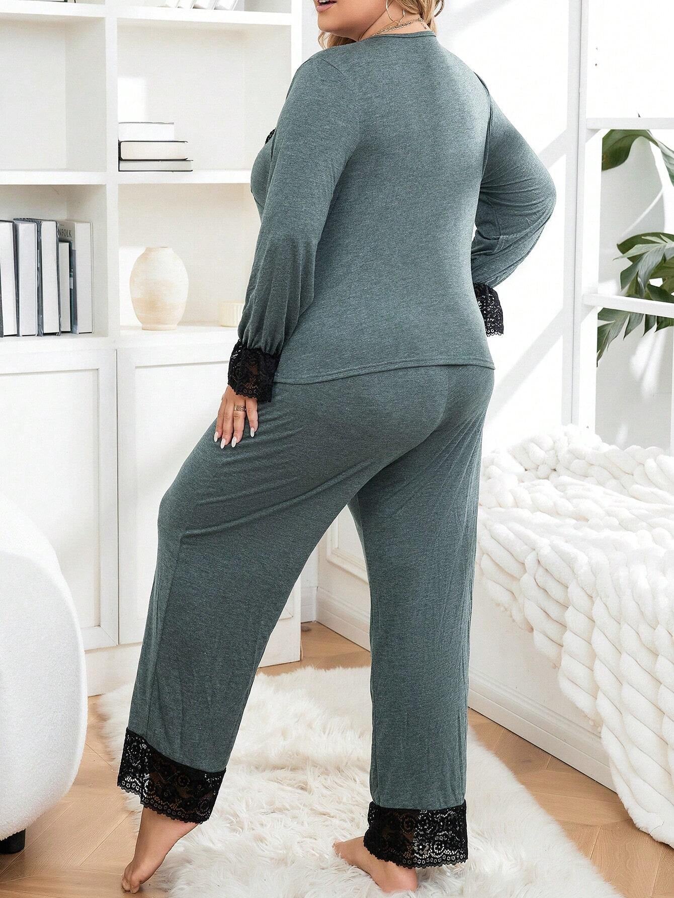 Plus Contrast Lace PJ Set