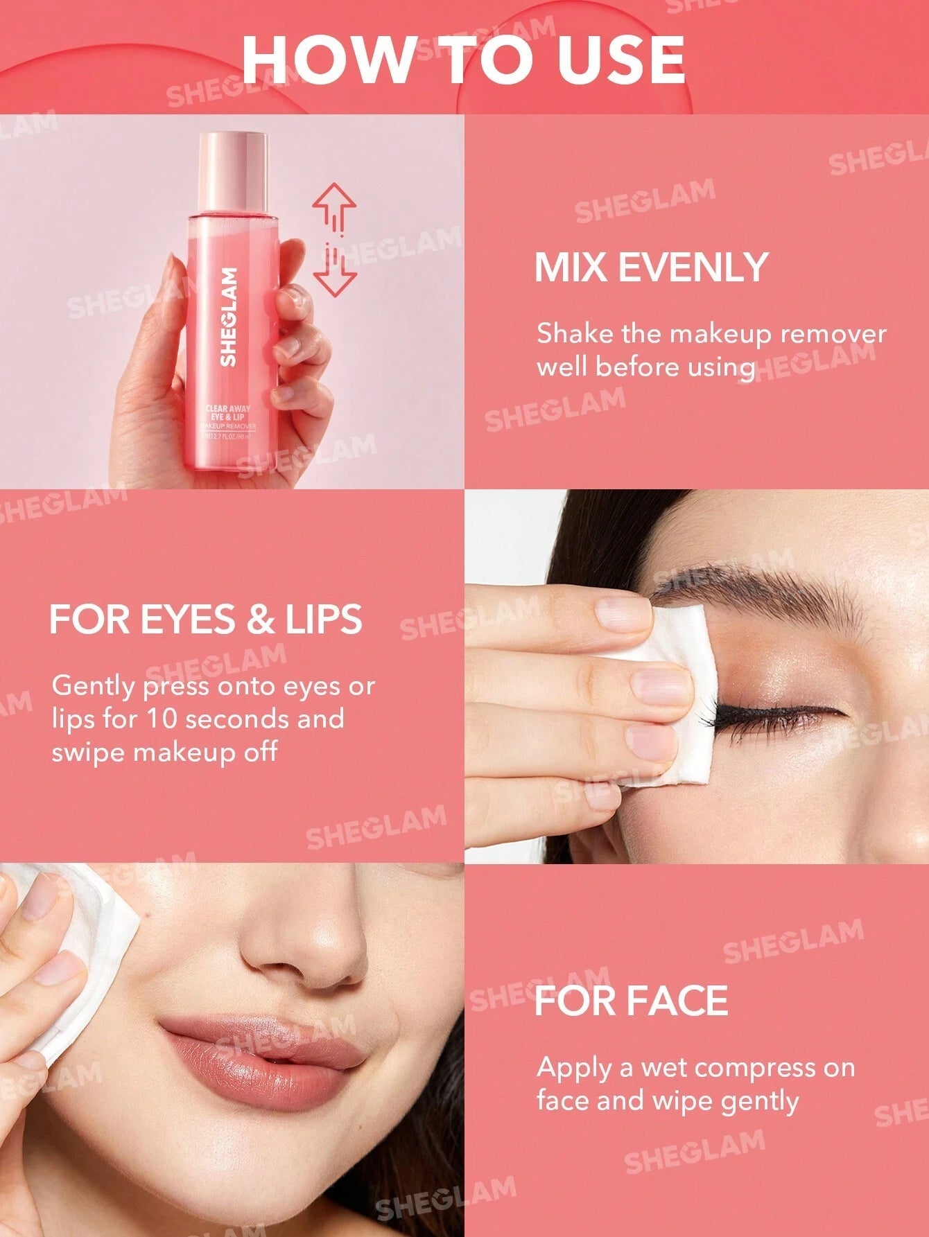 SHEGLAM Clear Away Eye & Lip Makeup Remover Nourishing Non-Greasy and Lightweight Deep Cleansing Moisturizing Makeup Remover for Eyes and Lips Ultra Gentle on Eyes with Red Pomegranate Vitamin C Vitamin E Black Friday Sale Makeup Remover