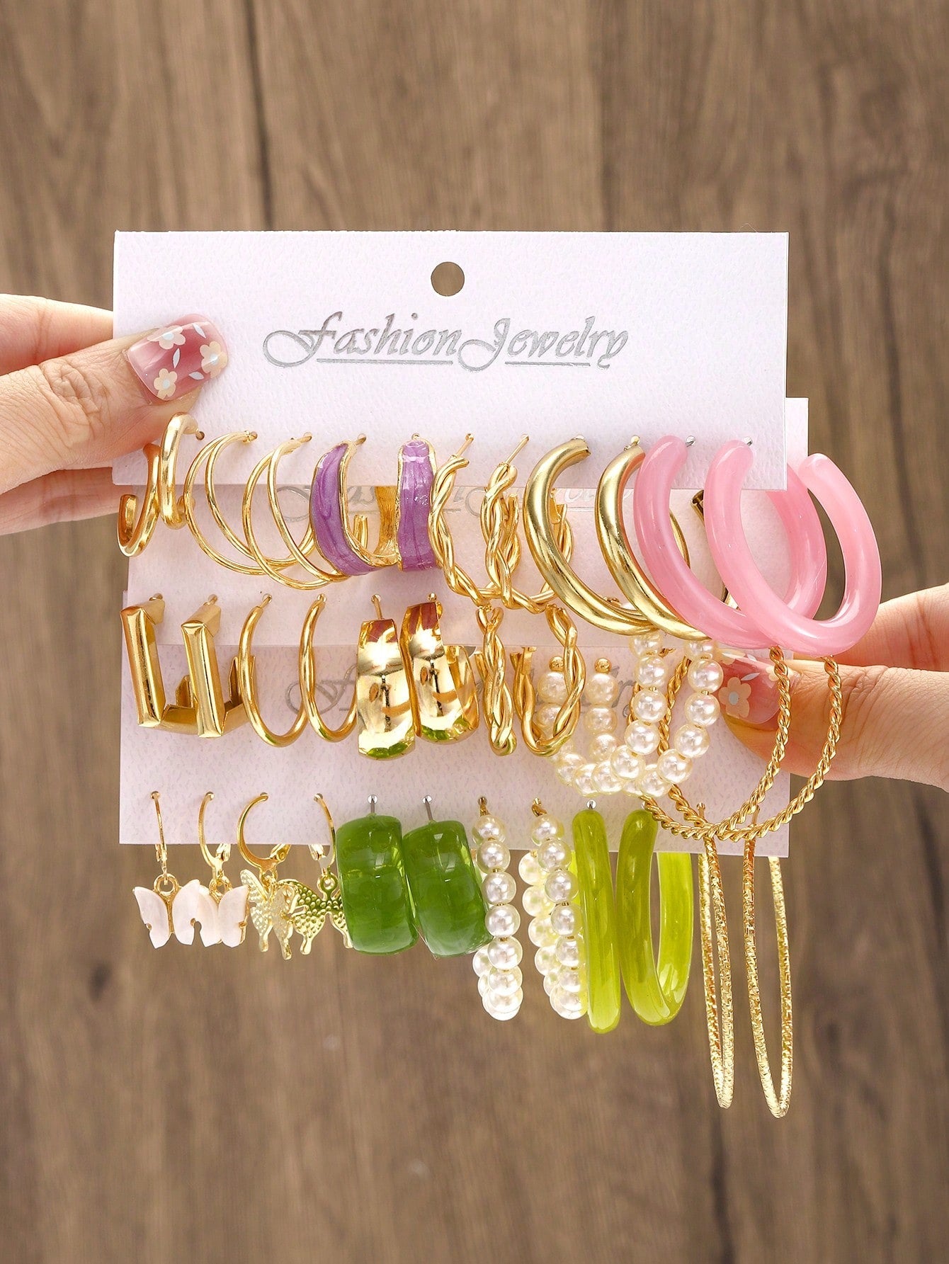 18Pairs/Set Faux Pearl Decor Hoop Earrings