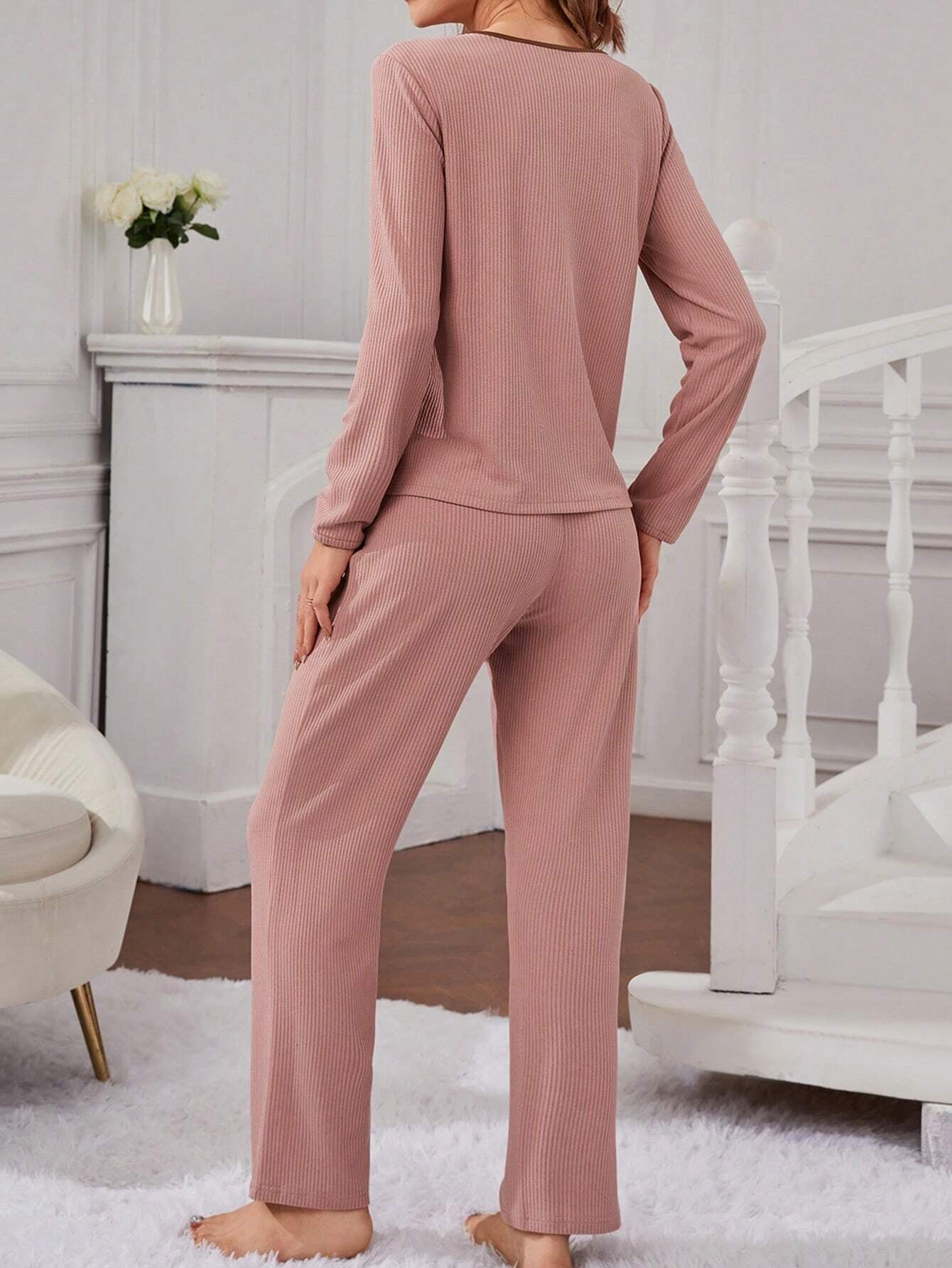 Tie Front Tee & Pants Lounge Set