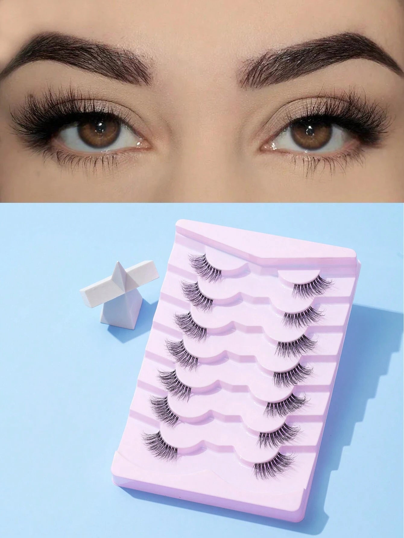 7Pairs/Set Natural Long 3D Crossed Transparent Stem False Eyelashes 5-13Mm