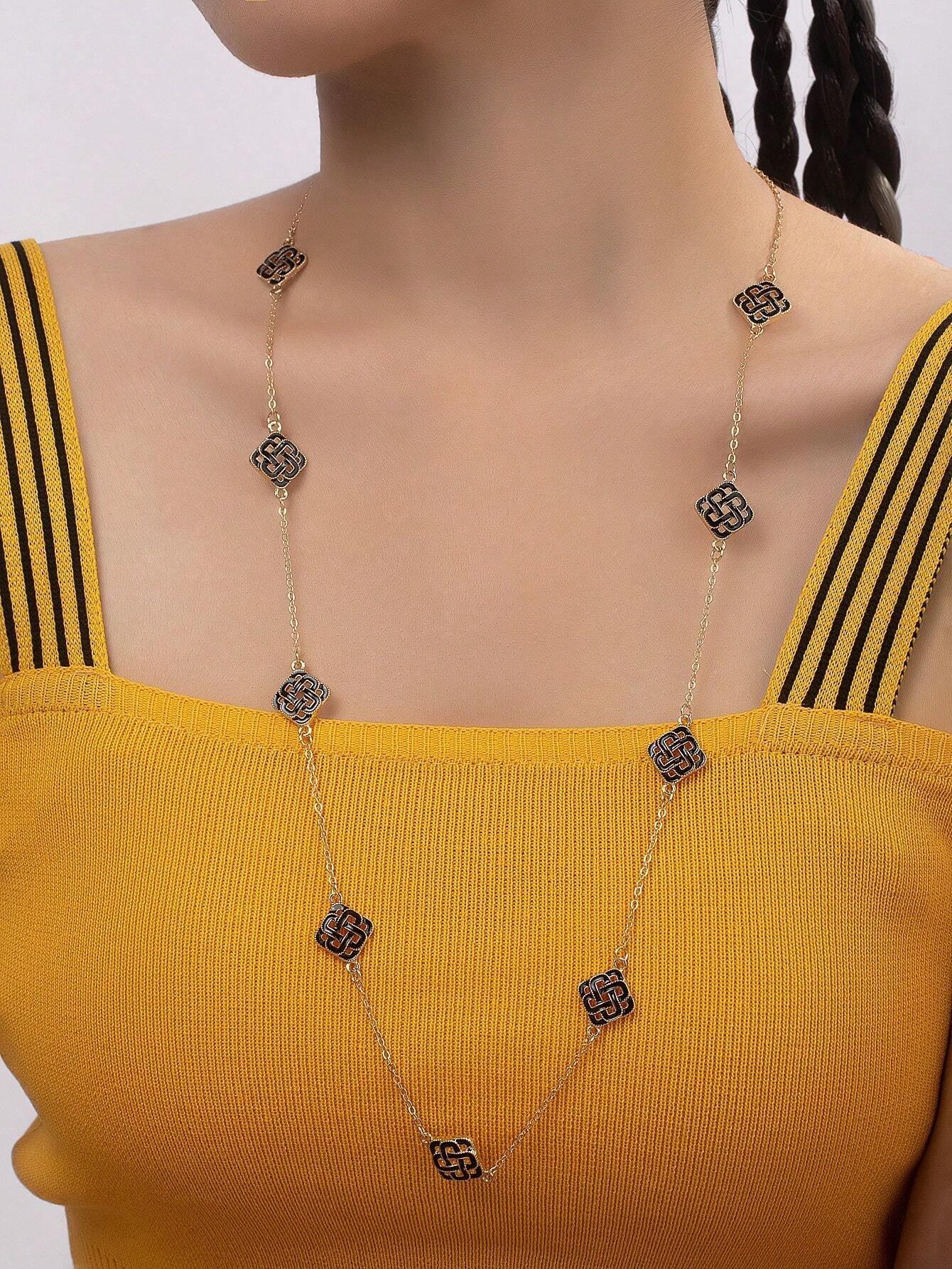 1Pc Fashion Iron Alloy Geometric Decor Long Necklace for Women for Daily Life
