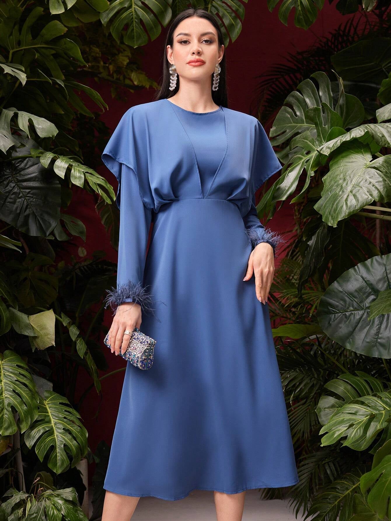 Modely Women'S round Neck Long Sleeve Dress